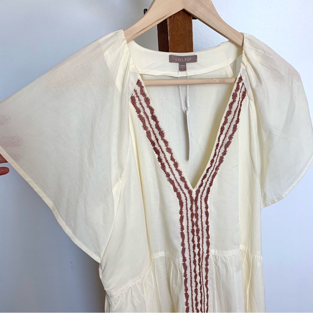 NWT Lilla P Flutter Sleeve Tiered Dress in Ecru - Picture 12 of 15